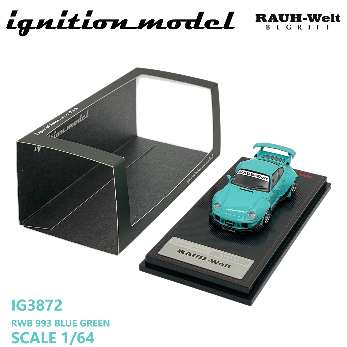 Die Cast Car 1 64 - イグニッションモデル 1:64 ポルシェ 911 RWB 993「ブルーグリーン」ダイキャストモデルカー