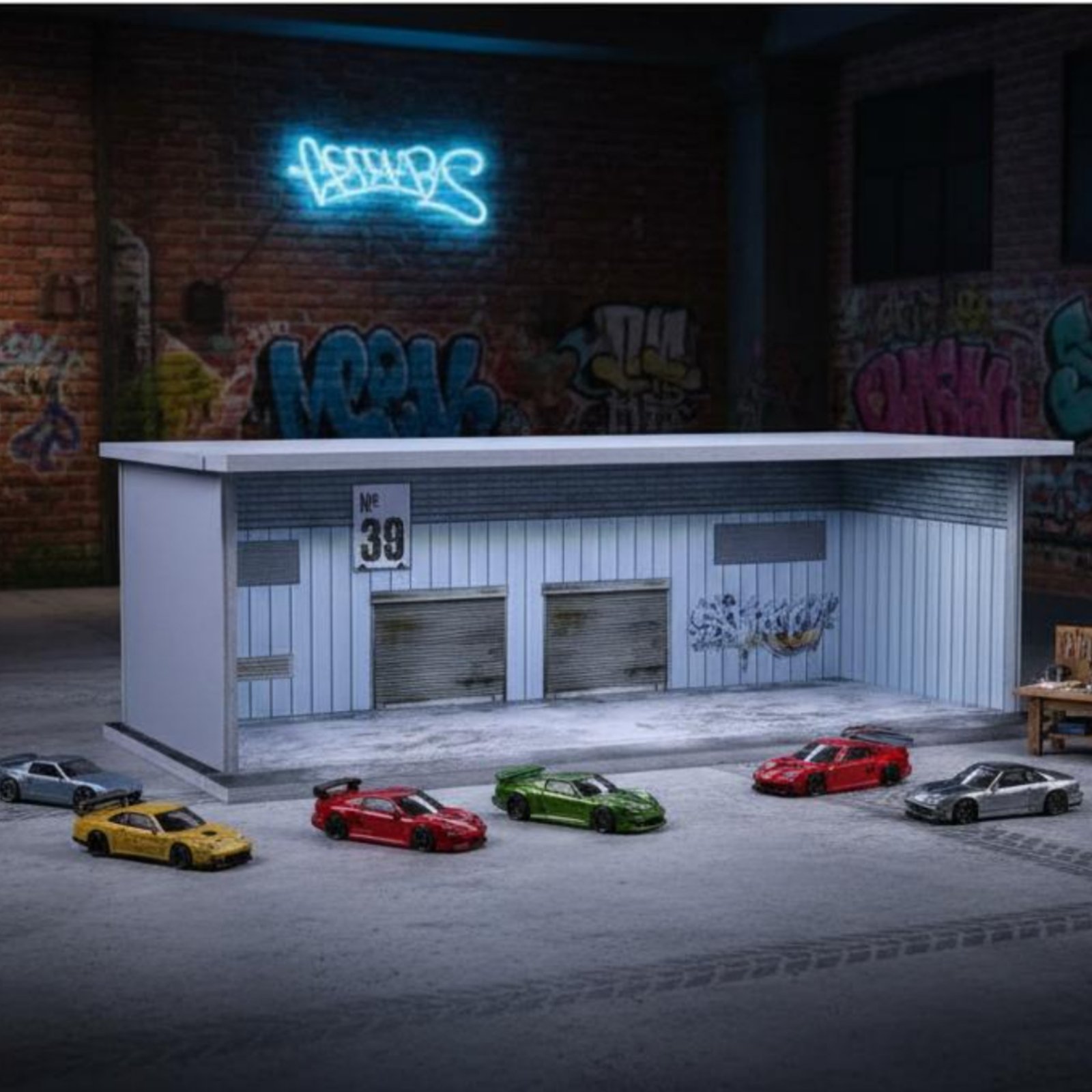 Display Case Acrylic - グラフィティ駐車場ガレージディスプレイギフトアイデア 1:64駐車場モデルガレージディスプレイシーンディスプレイケースアクリルカバーコレクション用