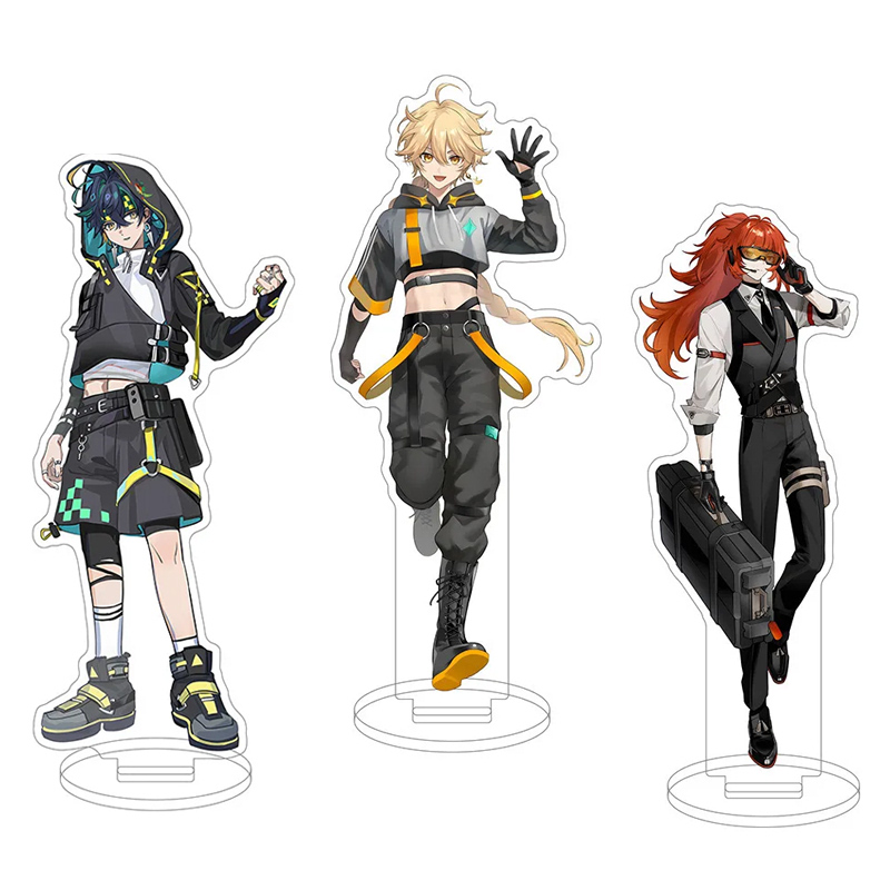 Action Figure Stand - ホットゲーム原神スペシャルエージェントアクリルスタンドアクションフィギュアディルク・アルレッキーノ・ワンダラーモデルプレートデスクデコレーションスタンディングサイン