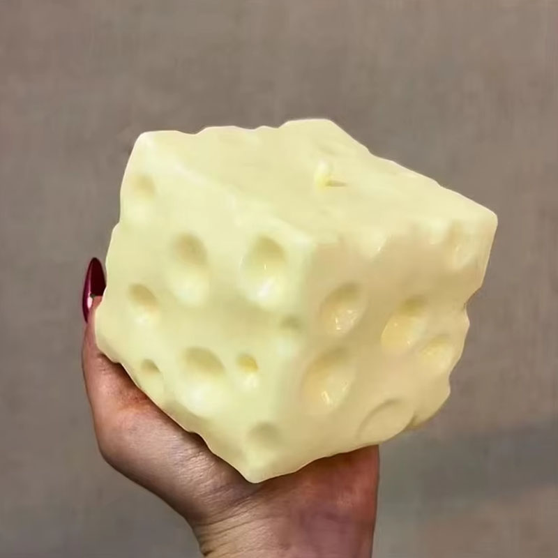Fidget Cube Original - ◔ ジャンボチーズキューブストレスボール ビッグチーズ型押し可能スクイーズボール ノンバウンス フィジェットトイ ASMR感覚