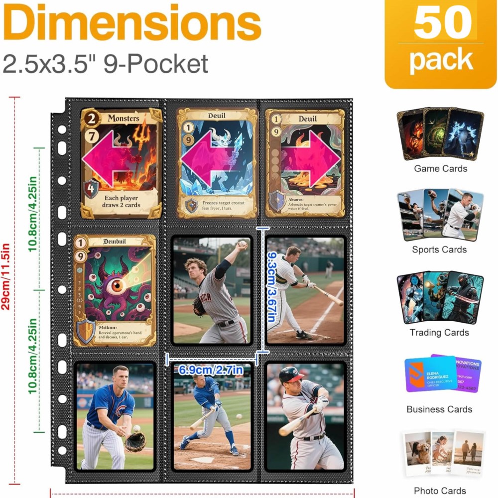 50パック 900ポケット トレーディングカードバインダース - Trading Card Binder のレビューと価格