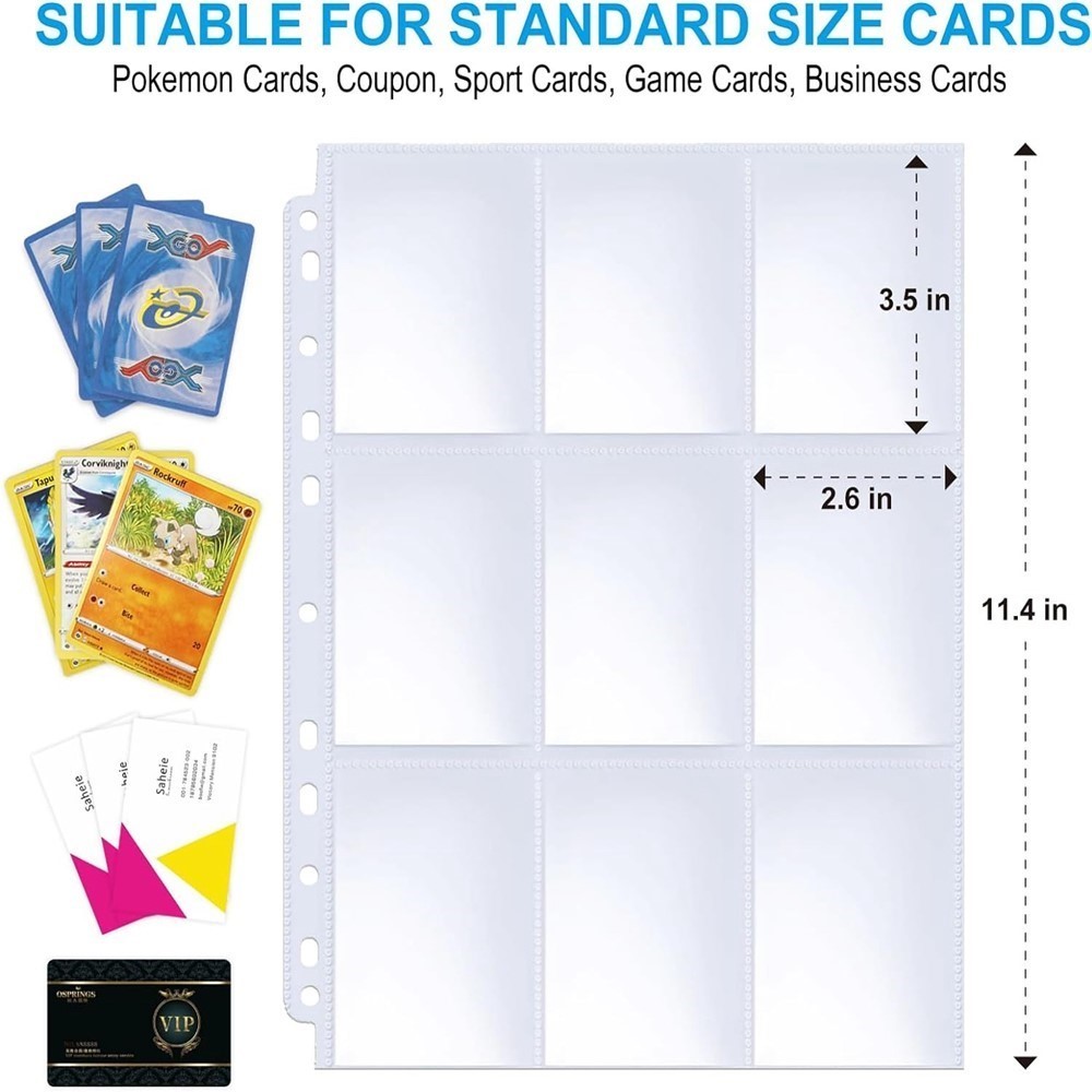 50枚入り 9ポケット 片面トレーディングカードプロテクター - Trading Card Binder のレビューと価格